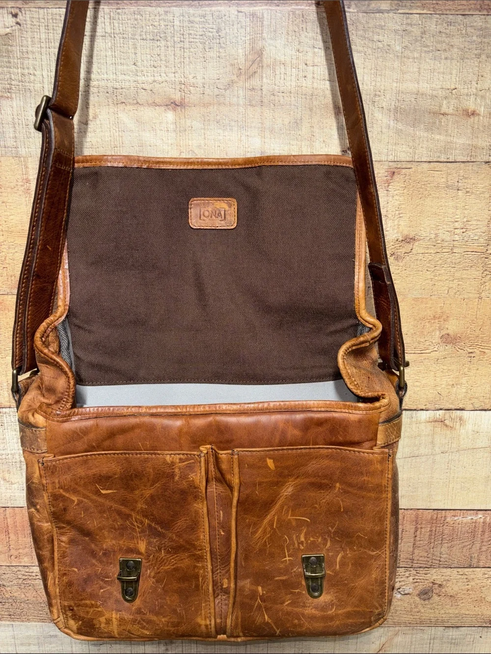 ONA The Prince Street Brown Leather Camera Messenger Laptop Bag antique cognac